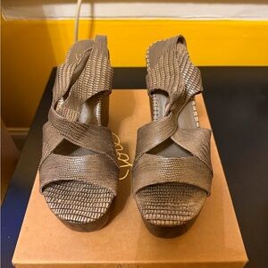 Joie Textured Brown Platform Sandals